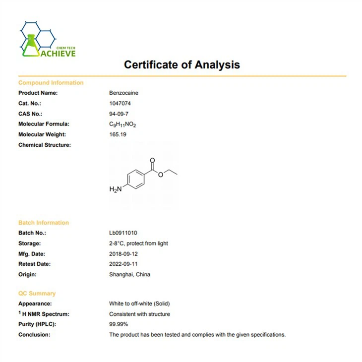 Benzocaine 200mesh CAS 94-09-7